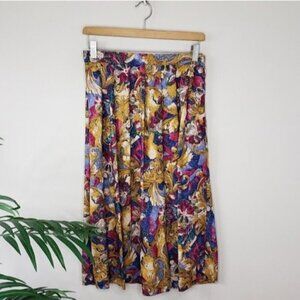 90s Vintage Worthington | Petite Paisley Midi Skirt Size 10P